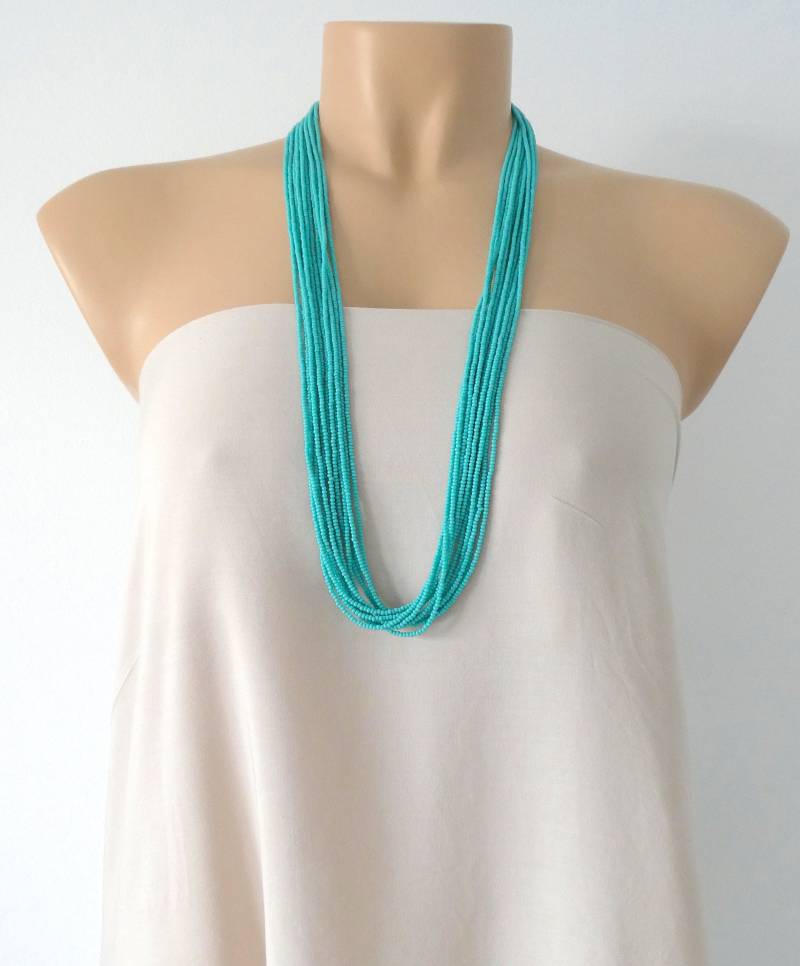 Türkise Boho Halskette - Brautjungfer Schmuck Handgemachter Geschenke Statement von StephanieMartinCo
