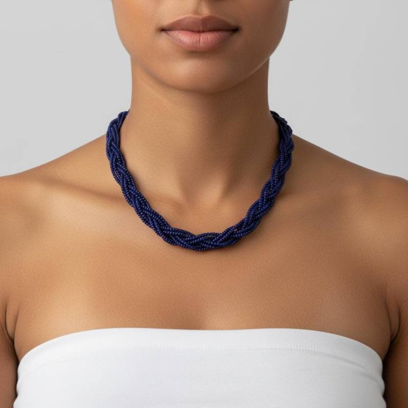 Marineblaue Perlenhalskette, Brautjungfern Halskette Geschenke, Dunkelblaue Perlenkette, Boho Chic, Zierliche Halskette, Weinlesehalsketten von StephanieMartinCo