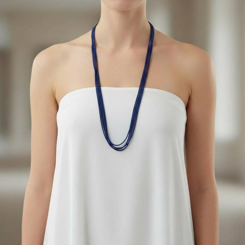 Marineblaue Perlenkette, Perlenkette Dunkelblau, Brautjungfer Boho Schmuck von StephanieMartinCo