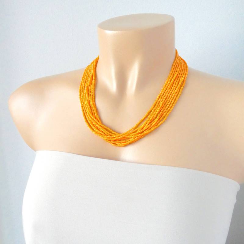Hell Orange Perlen Halskette - Boho Stil Schmuck Für Brautjungfern von StephanieMartinCo