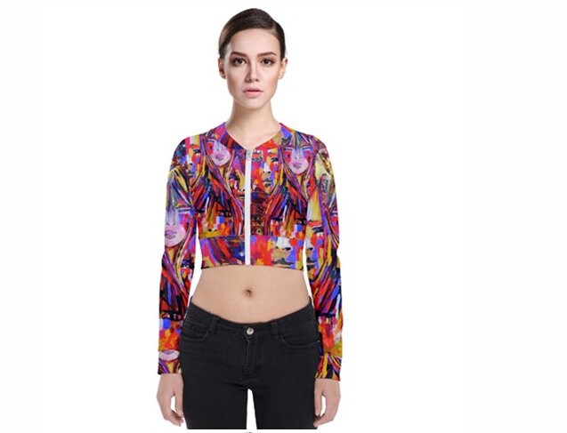 Kaleidoskop Zip Up Cropped Jacke von StephanieSaundersArt