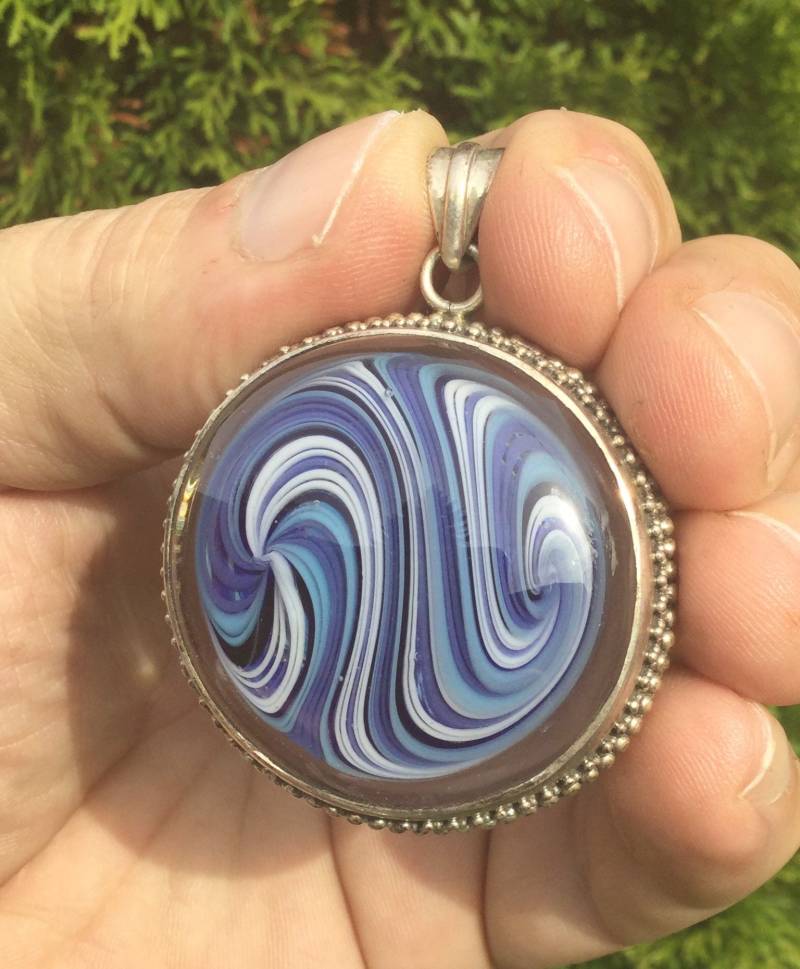 Glascabochon in Sterling Silber Gefasst von Stephansliquidglass