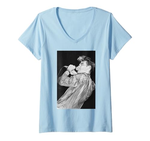 Damen Morrissey Live On Stage The Smiths 1984 von Stephen Wright T-Shirt mit V-Ausschnitt von Stephen Wright Photography