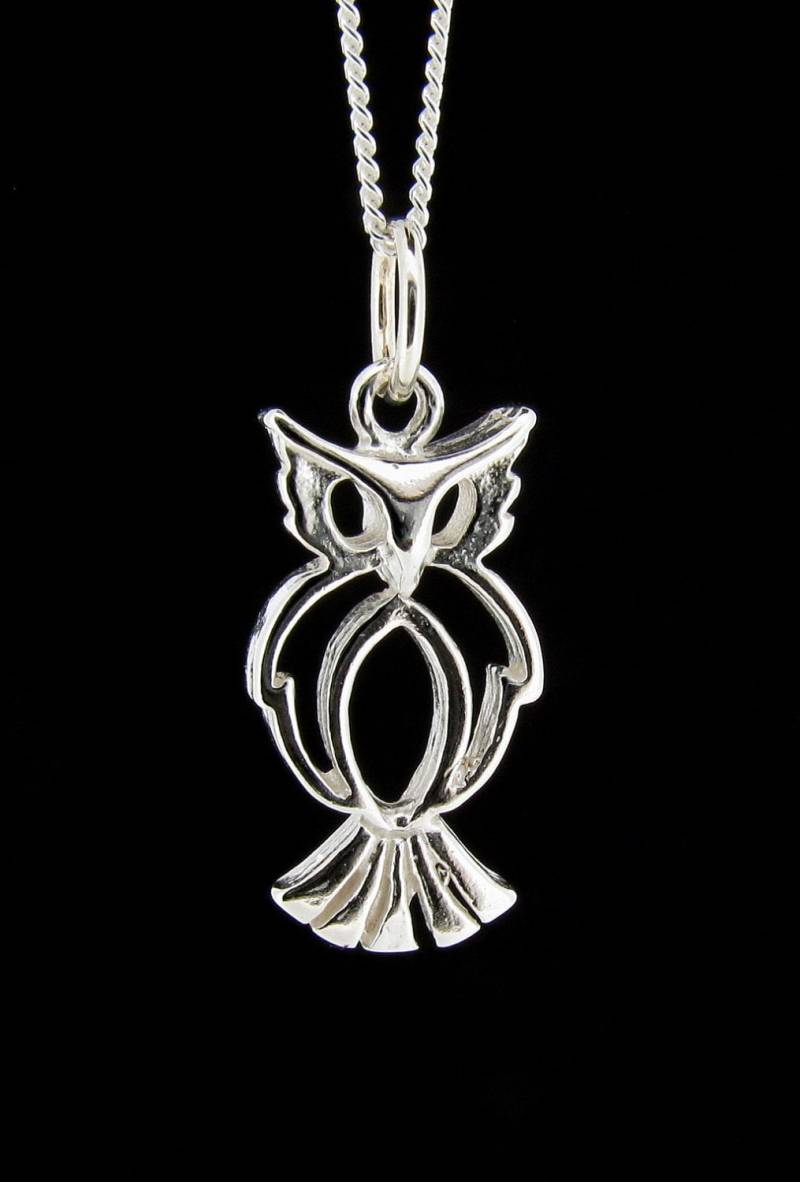Eule Anhänger 925 Sterling Silber Mit 18" Silberkette Halskette, Weisheit & Schutz Tier Amulett von StephenKnapper