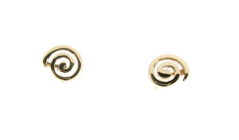 Massiv 9 Karat Gelbgold Kleine Taino Petroglyph Swirl Design Ohrstecker Damen, Kleine Spiralsymbol 9K Gold Minimalist von StephenKnapper