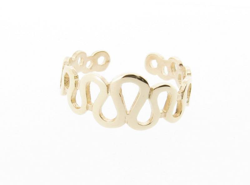 Massiver 9 Karat Gelbgold-Wellenband-Kronen-Design-Verstellbarer Zehenring, Echte 9K 375Er Gold-Zehenringe, Boho-Modeschmuck, Kleiner Offener von StephenKnapper