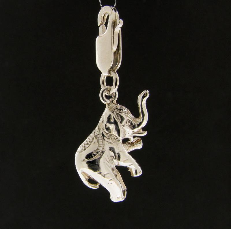 Massiver Sterling Silber Elefant Charm Mit Karabiner Massiver Sterling Silber Elefant Charm Mit Karabiner von StephenKnapper
