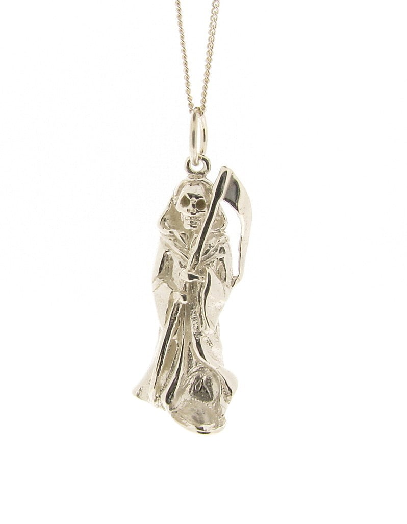 Sensenmann Anhänger Sterling Silber Mit 18 "Silber Kette, Sehr Detaillierte Gothic Halloween Kostüm Schmuck, Symbol Des Todes Halskette Sensenmann Anhänger Sterling Silber Mit 18 "Silber Kette, Sehr Detaillierte Gothic Halloween Kostüm Schmuck, Symbol Des Todes Halskette von StephenKnapper
