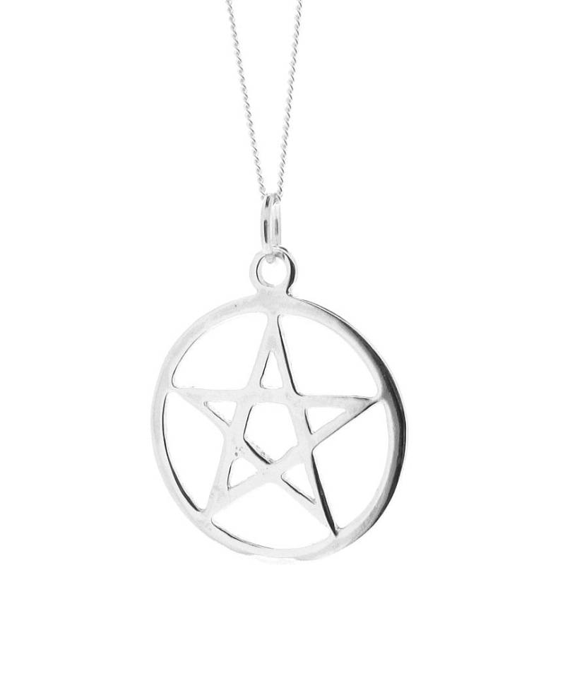 Sterling Silber Fünf-Zackiger Stern Groß Pentagramm Anhänger Mit 18 "Silber Halskette, Herren Damen Unisex von StephenKnapper