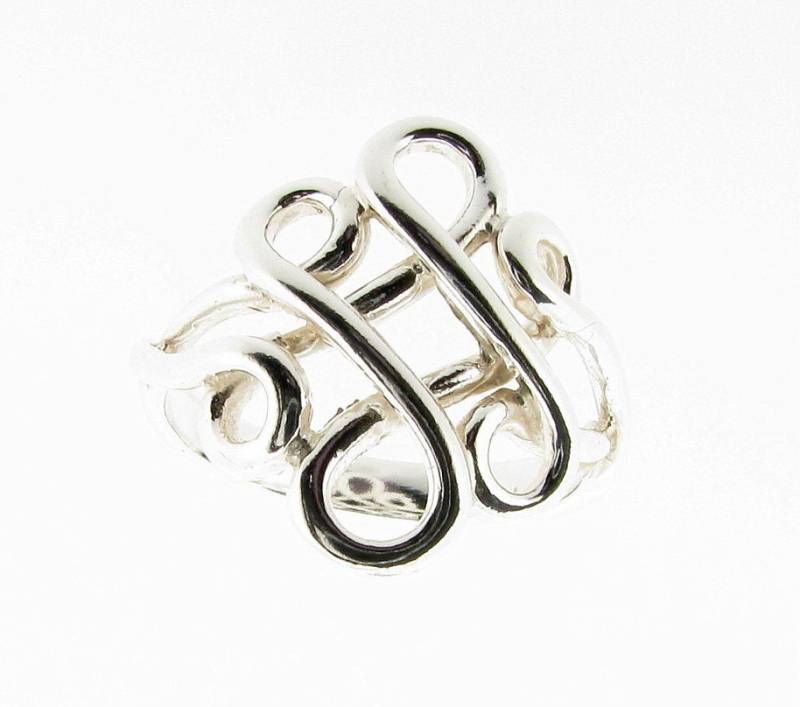 Sterling Silber Openwork Swirl Design Dress Ring, Großer Verdrehter Knoten Statement Damen Boho Modeschmuck von StephenKnapper