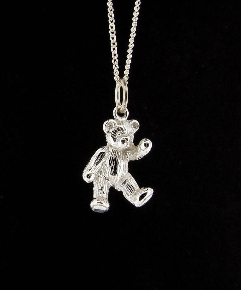 Teddy Bär Anhänger Sterling Silber Mit 18 "Silber Panzer Gliederkette Halskette, Kuscheltier Schmuck, Kindergeburtstag Taufgeschenk Teddy Bär Anhänger Sterling Silber Mit 18 "Silber Panzer Gliederkette Halskette, Kuscheltier Schmuck, Kindergeburtstag Taufgeschenk von StephenKnapper