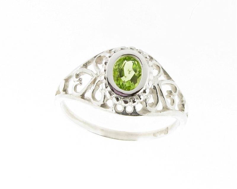 Vintage Peridot Ring Sterling Silber, Grüner Natürlicher Edelstein, Damen August Birthstone, Uk Größen J Bis P Usa 4.5 7.5 von StephenKnapper
