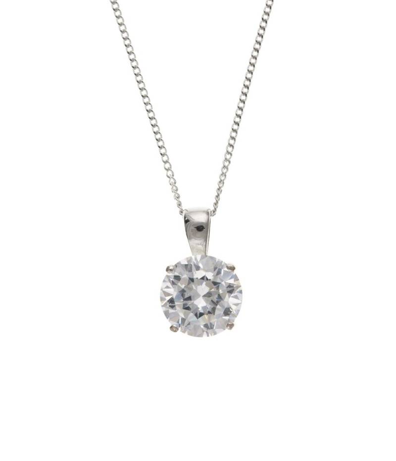 sterling Silber 10mm Runder Klarer Diamant Simulant Anhänger Mit 18 "Silber Kette, Funkelnde Brauthalskette von StephenKnapper