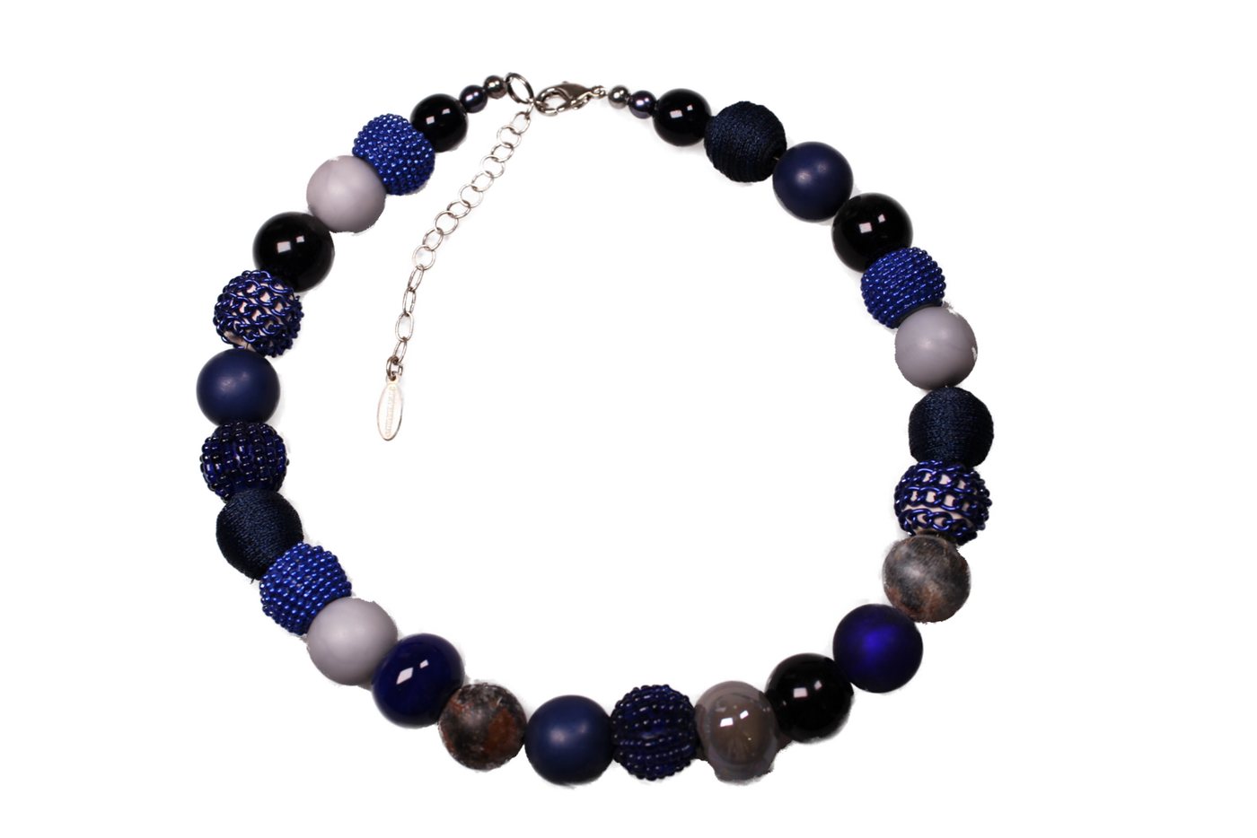 Stephisimo Perlenkette Stephisimo Damen Kette Kugelkette Bollywood Black Blue klein ST 7065 von Stephisimo