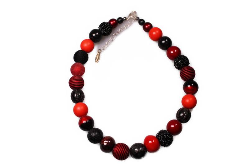 Stephisimo Perlenkette Stephisimo Damen Kette Kugelkette Bollywood Black Red I von Stephisimo