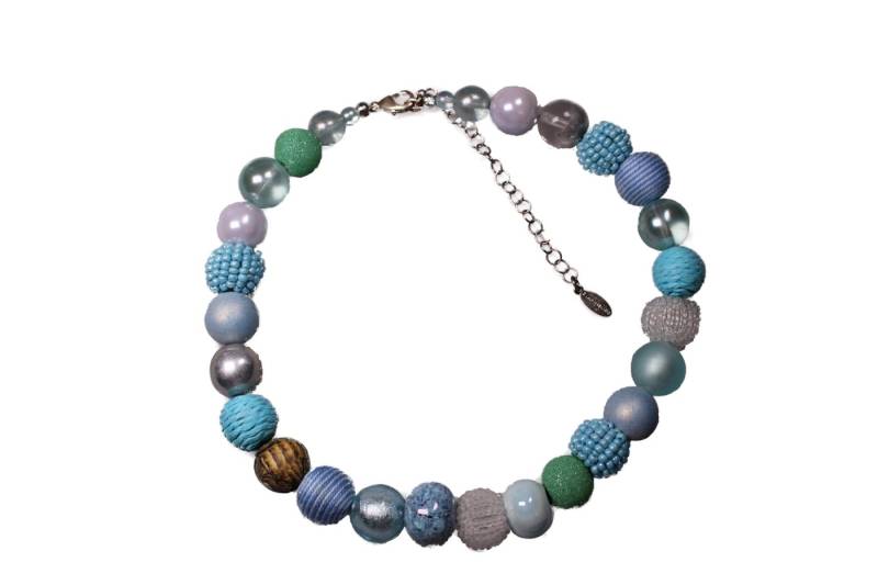 Stephisimo Perlenkette Stephisimo Damen Kette Kugelkette Bollywood himmelblau klein von Stephisimo