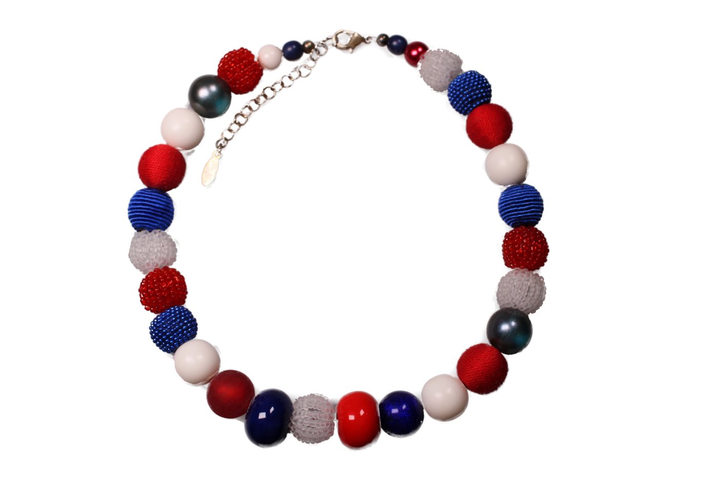 Stephisimo Perlenkette Stephisimo "New Bowls" Damen Kette Weiß-Rot-Blau von Stephisimo