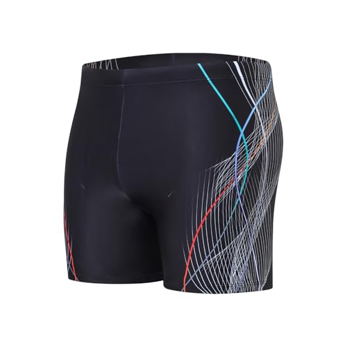 Steppe Herren Square Leg Jammers, Athletische Badebekleidung Schnell Trocknende Badehose, Bedruckte Komfortable Badeanzüge, Nachtlichtbogen-XXL von Steppe