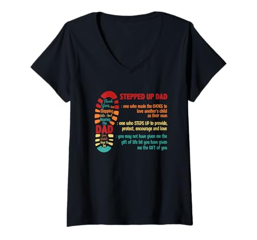 Damen Step Up Papa, Einer, der die Entscheidung getroffen hat, den Vatertag zu lieben T-Shirt mit V-Ausschnitt Damen Step Up Papa, Einer, der die Entscheidung getroffen hat, den Vatertag zu lieben T-Shirt mit V-Ausschnitt von Stepped Up Dad One Who Made The Choice To