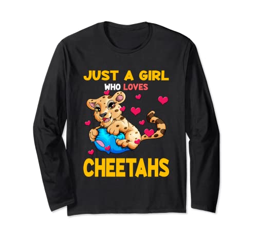 Just a girl who loves Cheetahs Geparden Liebhaber Raubtier Langarmshirt Just a girl who loves Cheetahs Geparden Liebhaber Raubtier Langarmshirt von Steppentiere Savanne lustiger Spruch Mädchen Zoo
