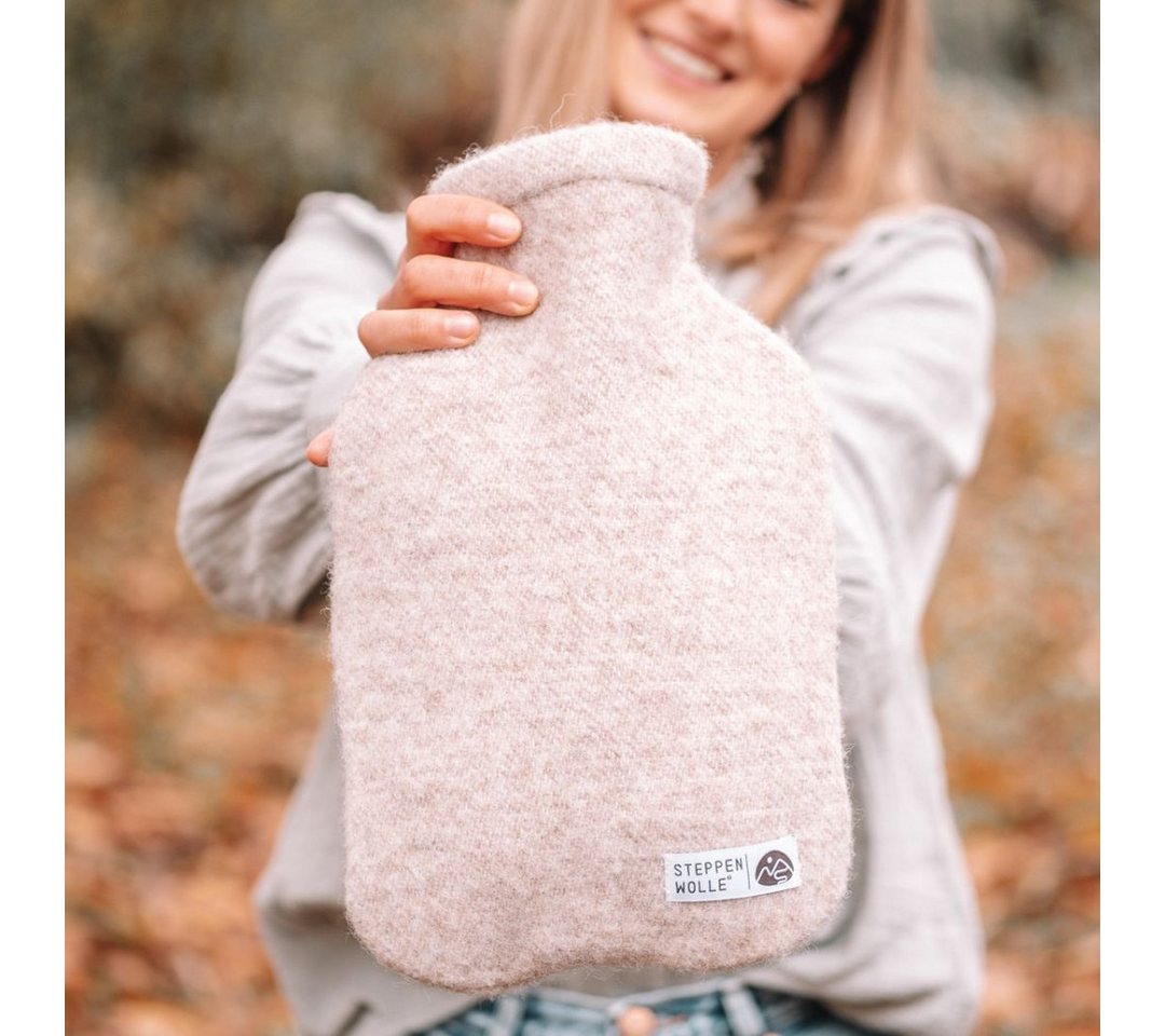 Steppenwolle Wärmflasche ALPS, (Grau), Wärmflaschenbezug aus echter Wolle (ohne Flasche) von Steppenwolle
