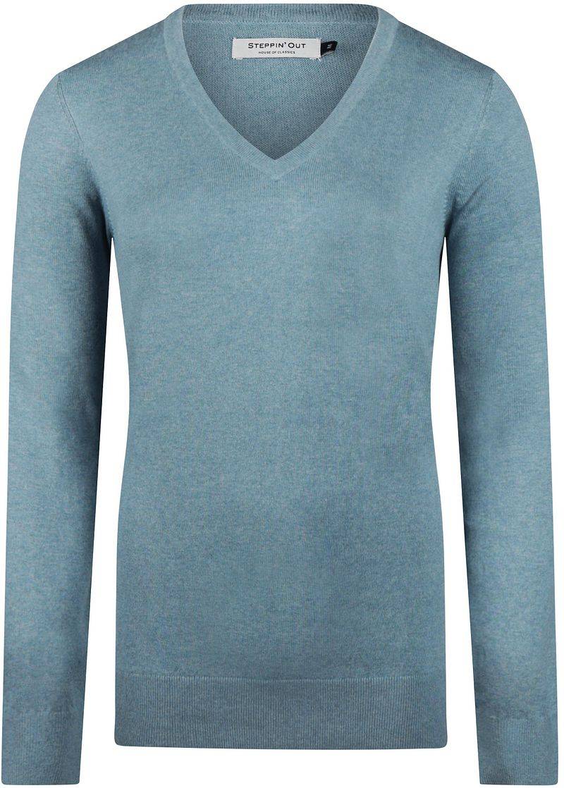 Steppin' Out Damen Pullover Cotton Cashmere V-Ausschnitt Sage - Größe XL von Steppin' Out