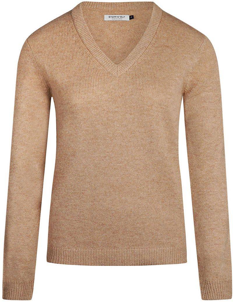Steppin' Out Damen Pullover V-Ausschnitt Lammwolle Camel - Größe XXL von Steppin' Out