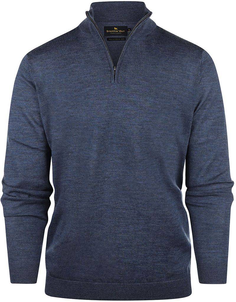 Steppin' Out Half Zip Pullover Merinowolle Indigo Blau - Größe XL von Steppin' Out