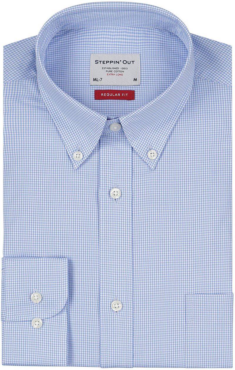 Steppin' Out Hemd Extra Long Sleeves Karos Hellblau - Größe XXL von Steppin' Out