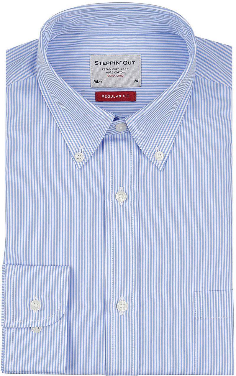 Steppin' Out Hemd Extra Long Sleeves Streifen Hellblau - Größe XXL von Steppin' Out