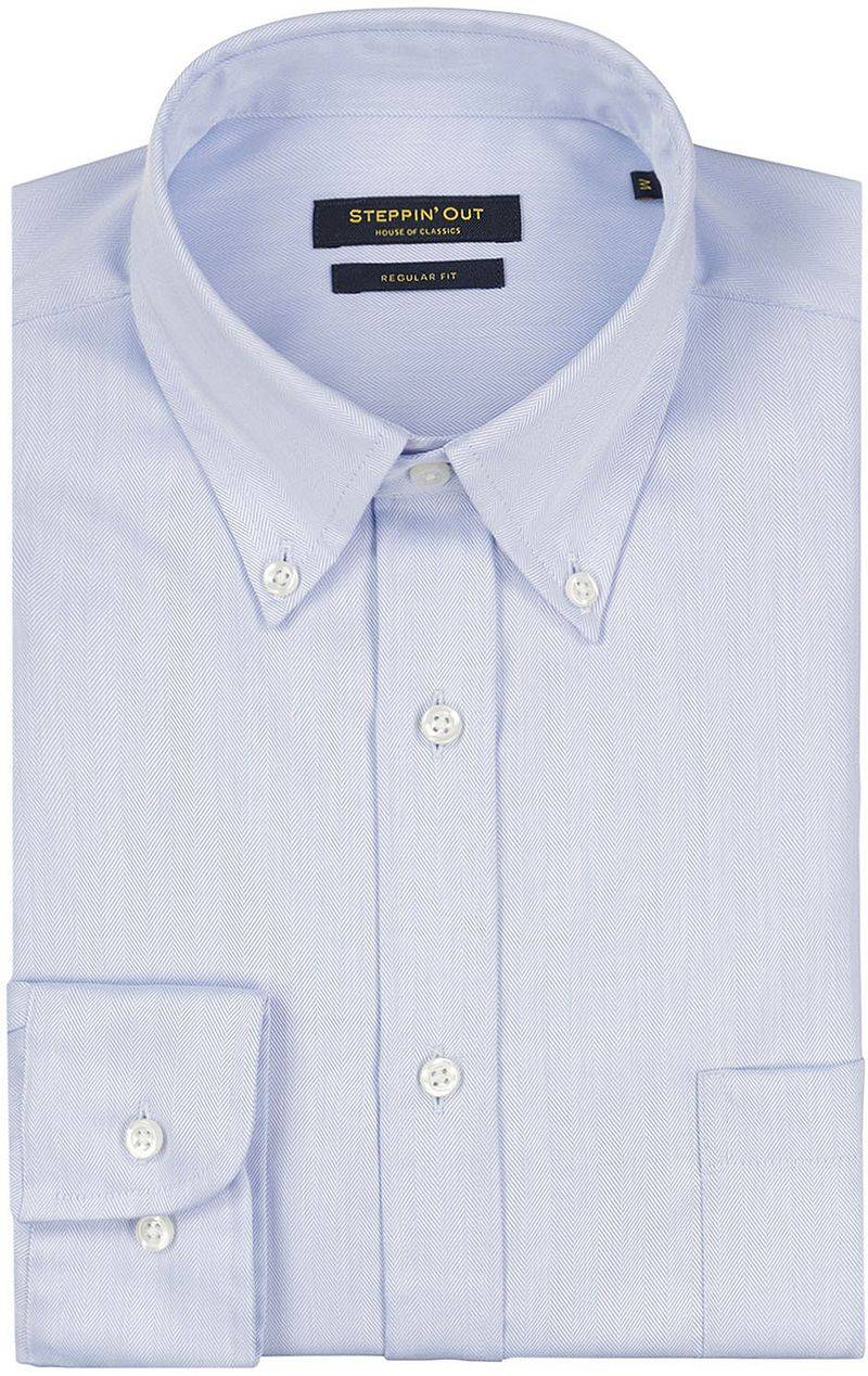 Steppin' Out Hemd Herringbone Hellblau - Größe XXL von Steppin' Out