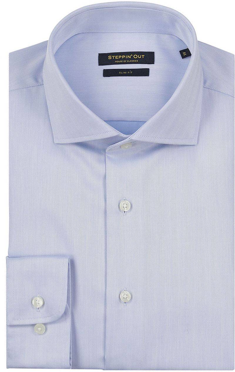 Steppin' Out Hemd Slim-Fit Herringbone Hellblau - Größe XXL von Steppin' Out