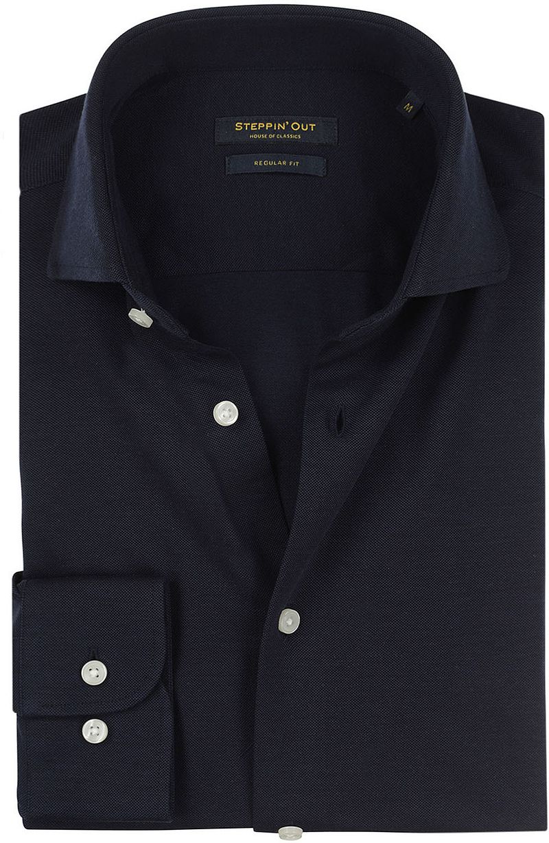 Steppin' Out Hemd Stretch Piqué Navy - Größe M von Steppin' Out