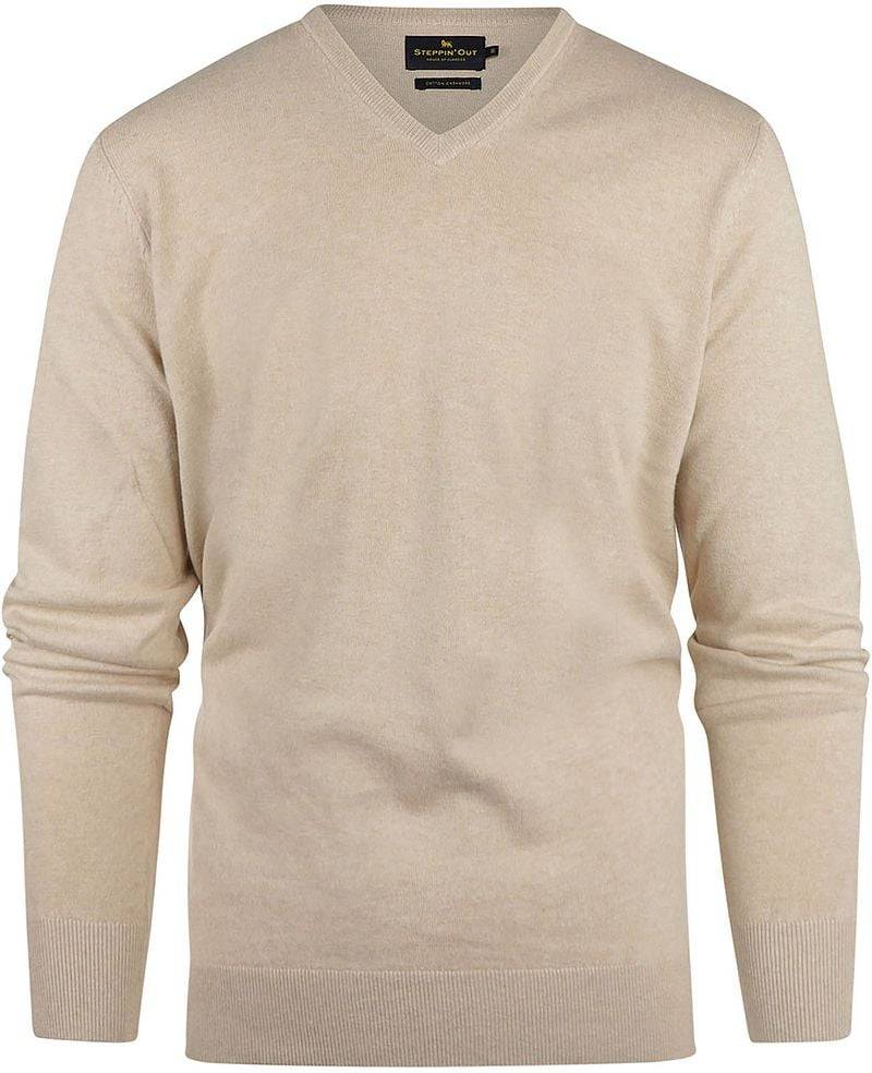 Steppin' Out Pullover Cashmere V-Ausschnitt Ecru - Größe XXL von Steppin' Out