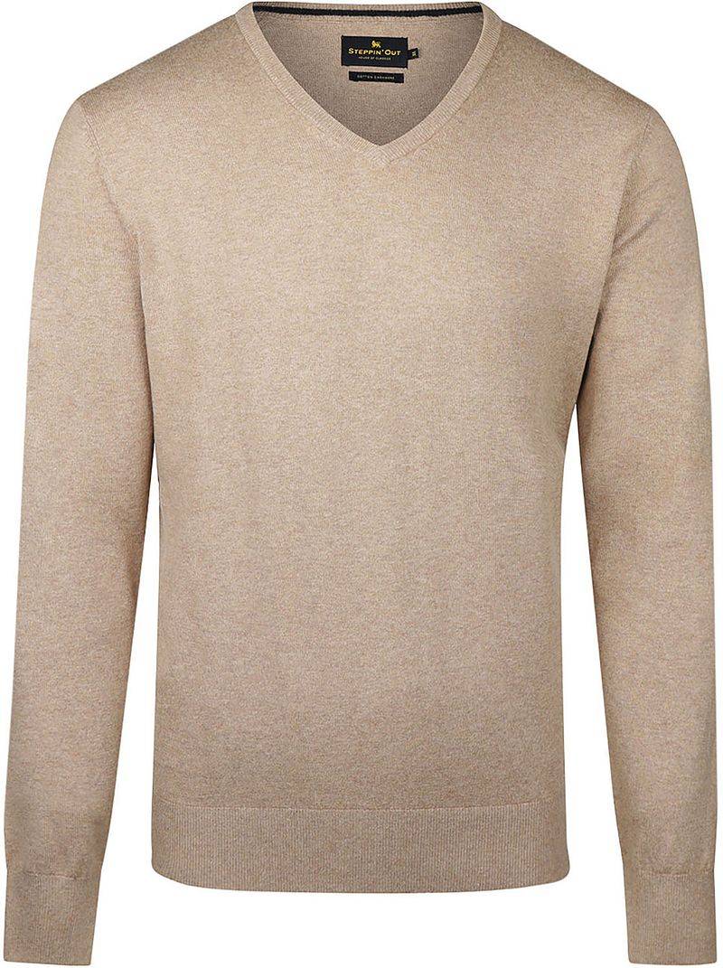 Steppin' Out Pullover Cashmere V-Ausschnitt Khaki - Größe M von Steppin' Out