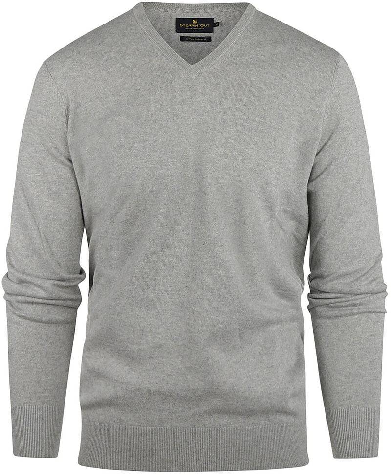 Steppin' Out Pullover Cotton Cashmere V-Ausschnitt Melange Grau - Größe XXL von Steppin' Out