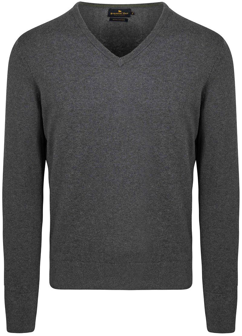 Steppin' Out Pullover Cotton Cashmere V-Ausschnitt Anthrazit Melange - Größe 3XL Steppin' Out Pullover Cotton Cashmere V-Ausschnitt Anthrazit Melange - Größe 3XL von Steppin' Out
