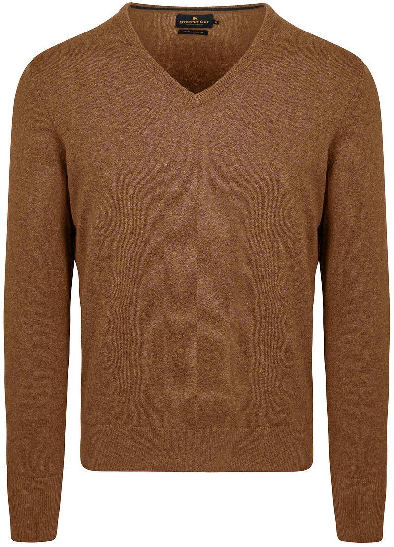 Steppin' Out Pullover Cotton Cashmere V-Ausschnitt Camel - Größe 3XL von Steppin' Out