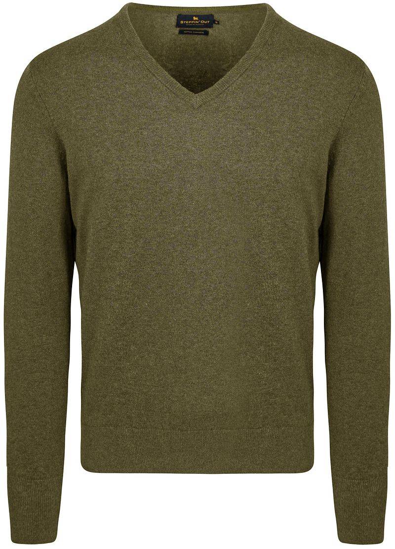 Steppin' Out Pullover Cotton Cashmere V-Ausschnitt Olivgrün - Größe XL von Steppin' Out