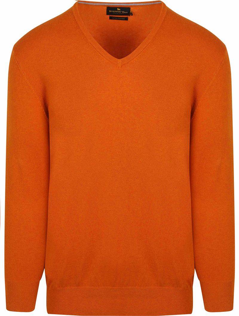 Steppin' Out Pullover Cotton Cashmere V-Ausschnitt Orange  - Größe M von Steppin' Out
