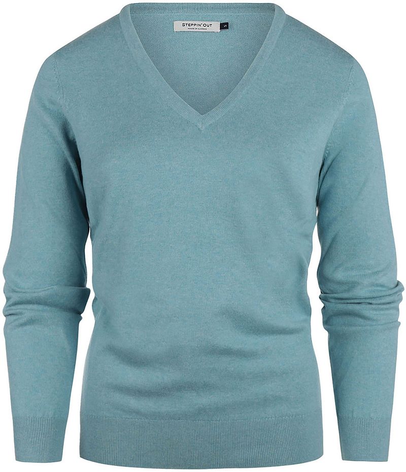Steppin' Out Pullover Damen Cashmere V-Ausschnitt Turquoise - Größe S von Steppin' Out