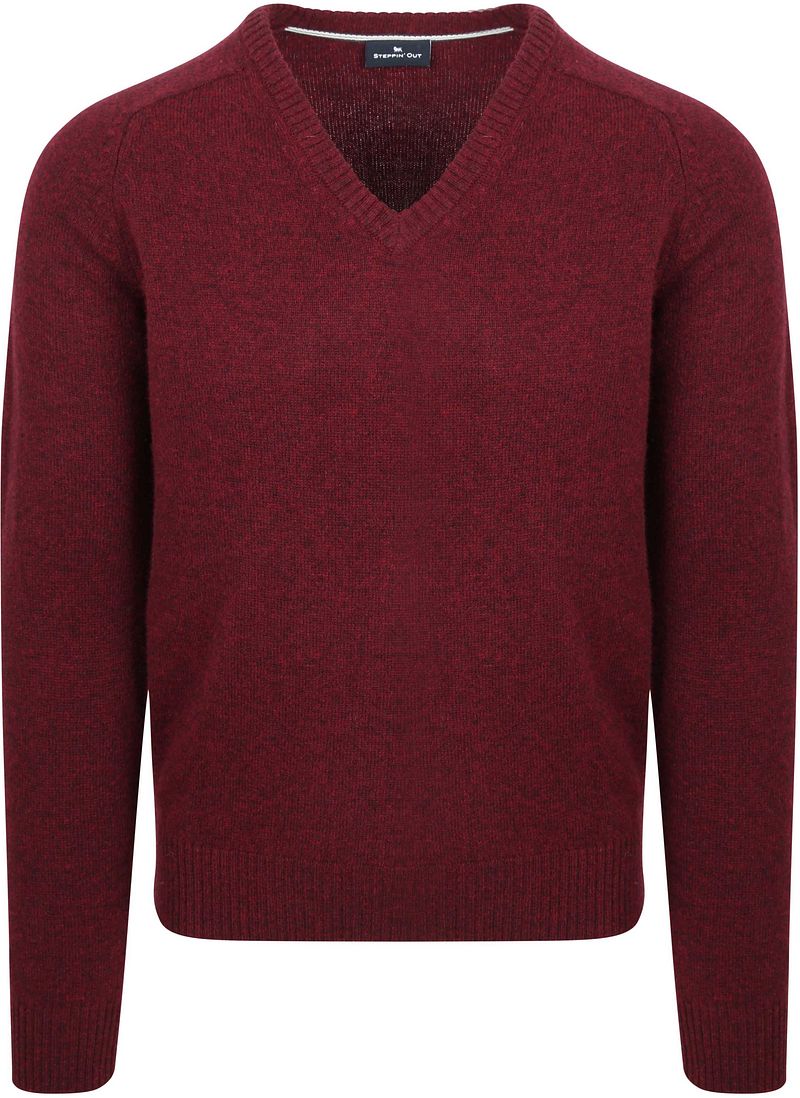 Steppin' Out Pullover V-Ausschnitt Lammwolle Bordeaux - Größe XL von Steppin' Out