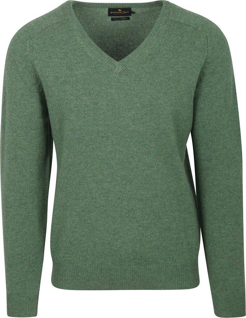 Steppin' Out Pullover V-Ausschnitt Lammwolle Mid Grün - Größe XL von Steppin' Out