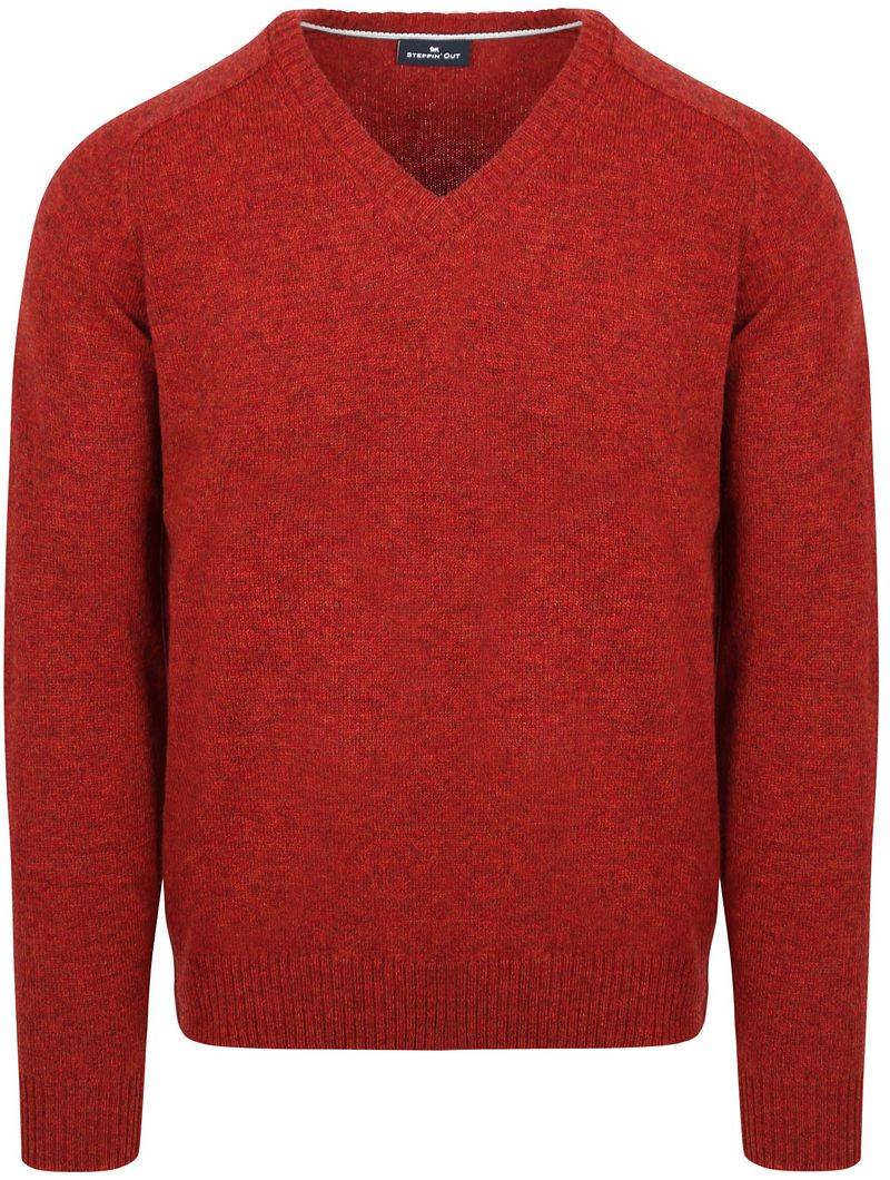 Steppin' Out Pullover V-Ausschnitt Lammwolle Rot - Größe M von Steppin' Out