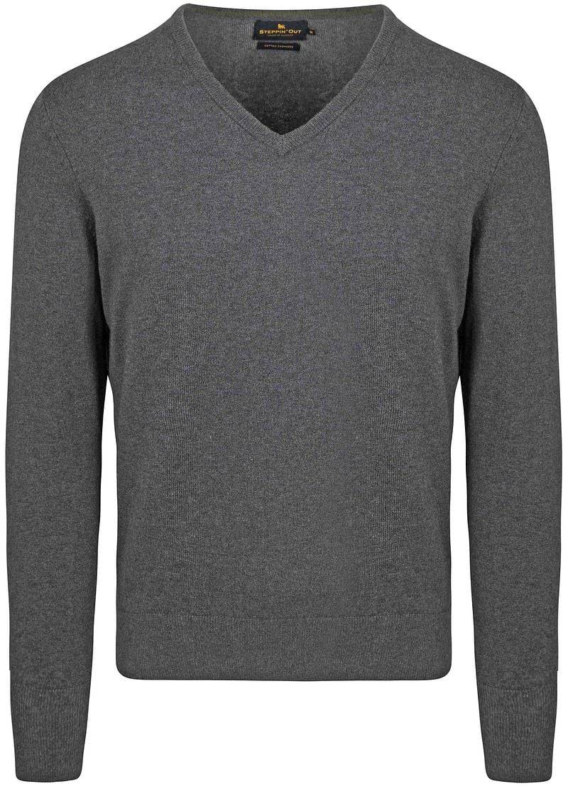 Steppin' Out Pullover V-Ausschnitt Merinowolle Anthrazit - Größe XXL von Steppin' Out