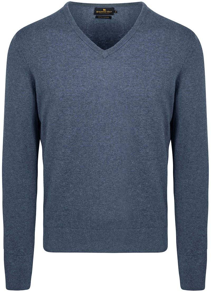 Steppin' Out Pullover V-Ausschnitt Merinowolle Kobaltblau - Größe XXL von Steppin' Out