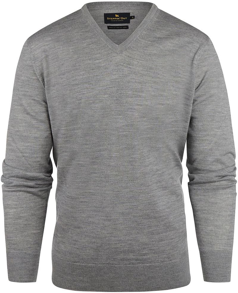 Steppin' Out Pullover V-Ausschnitt Merinowolle Melange Grau - Größe XXL Steppin' Out Pullover V-Ausschnitt Merinowolle Melange Grau - Größe XXL von Steppin' Out