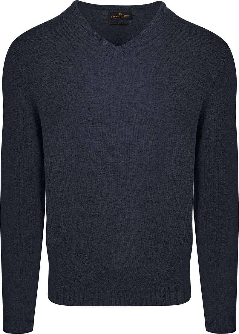 Steppin' Out Pullover V-Ausschnitt Merinowolle Navy - Größe XXL von Steppin' Out
