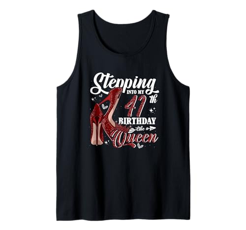 Ich trete in meinen 41. Geburtstag wie ein Queen High Heels Girl Tank Top von Stepping Into My Birthday Like A Queen High Heels