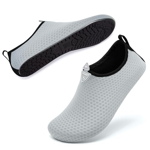 Steppli Badeschuhe Wasserschuhe Strandschuhe Schnell Trocknend Schwimmschuhe Aquaschuhe Surfschuhe für Herren Damen Grau Schneeflocken EU40 von Steppli
